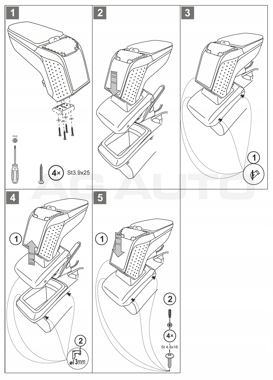V00894 - ARM 2 ARMREST Fiat Tipo, 2016 -, черный