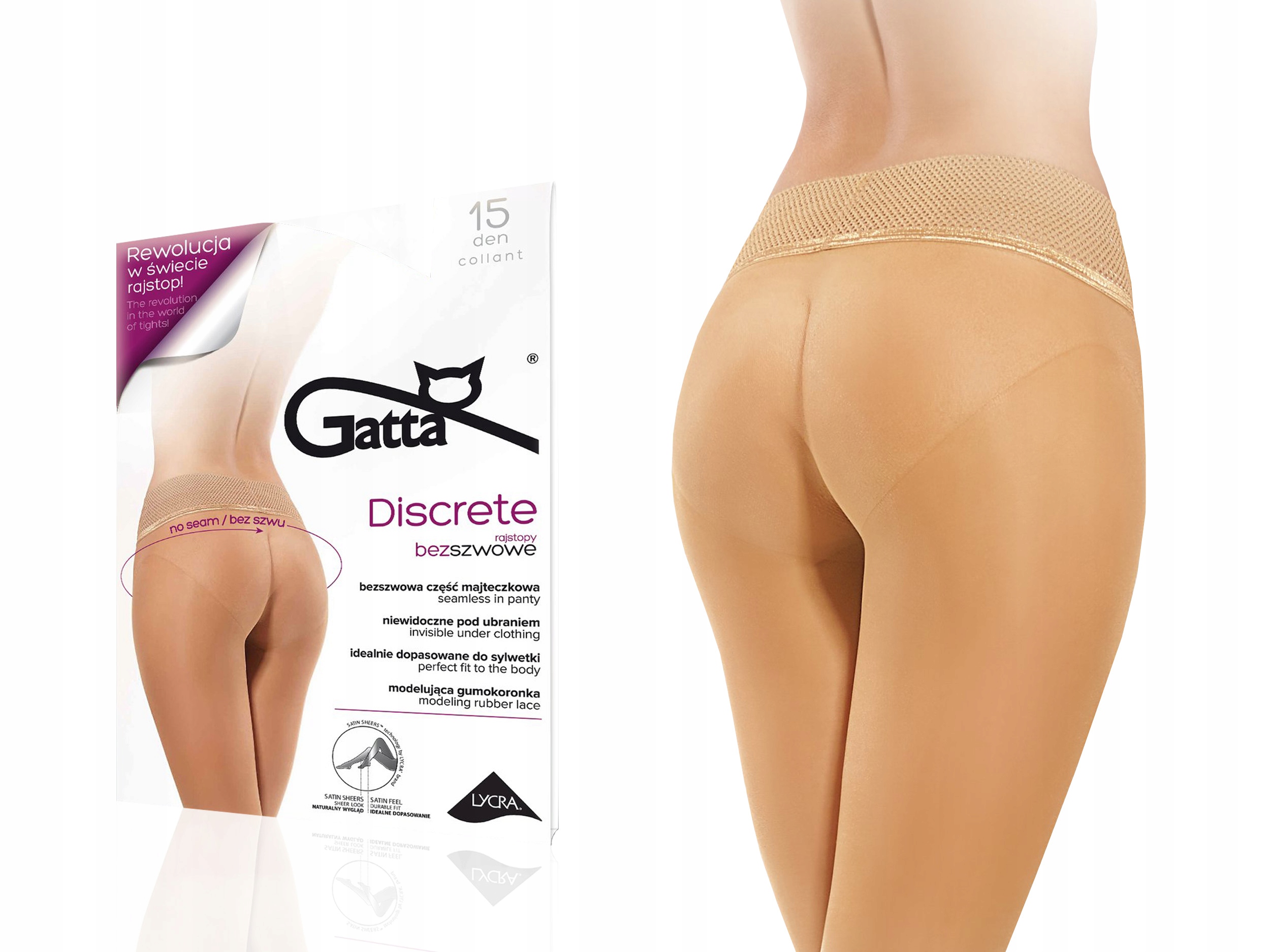 

Rajstopy bezszwowe Discrete Gatta, golden, 4-L