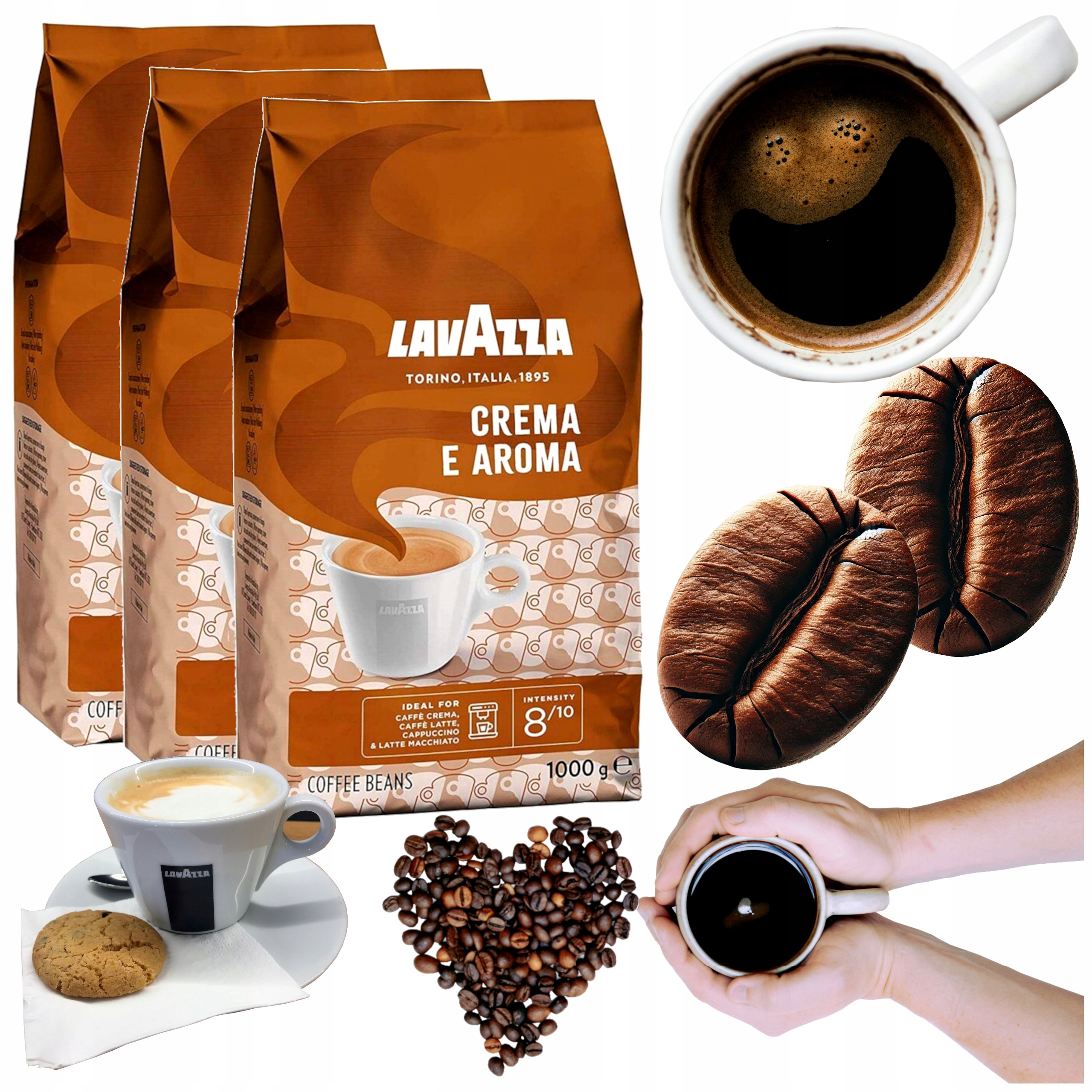 Kawa ziarnista 3 kg mieszana kremowa Lavazza Crema e Aroma 3x 1000 g włoska