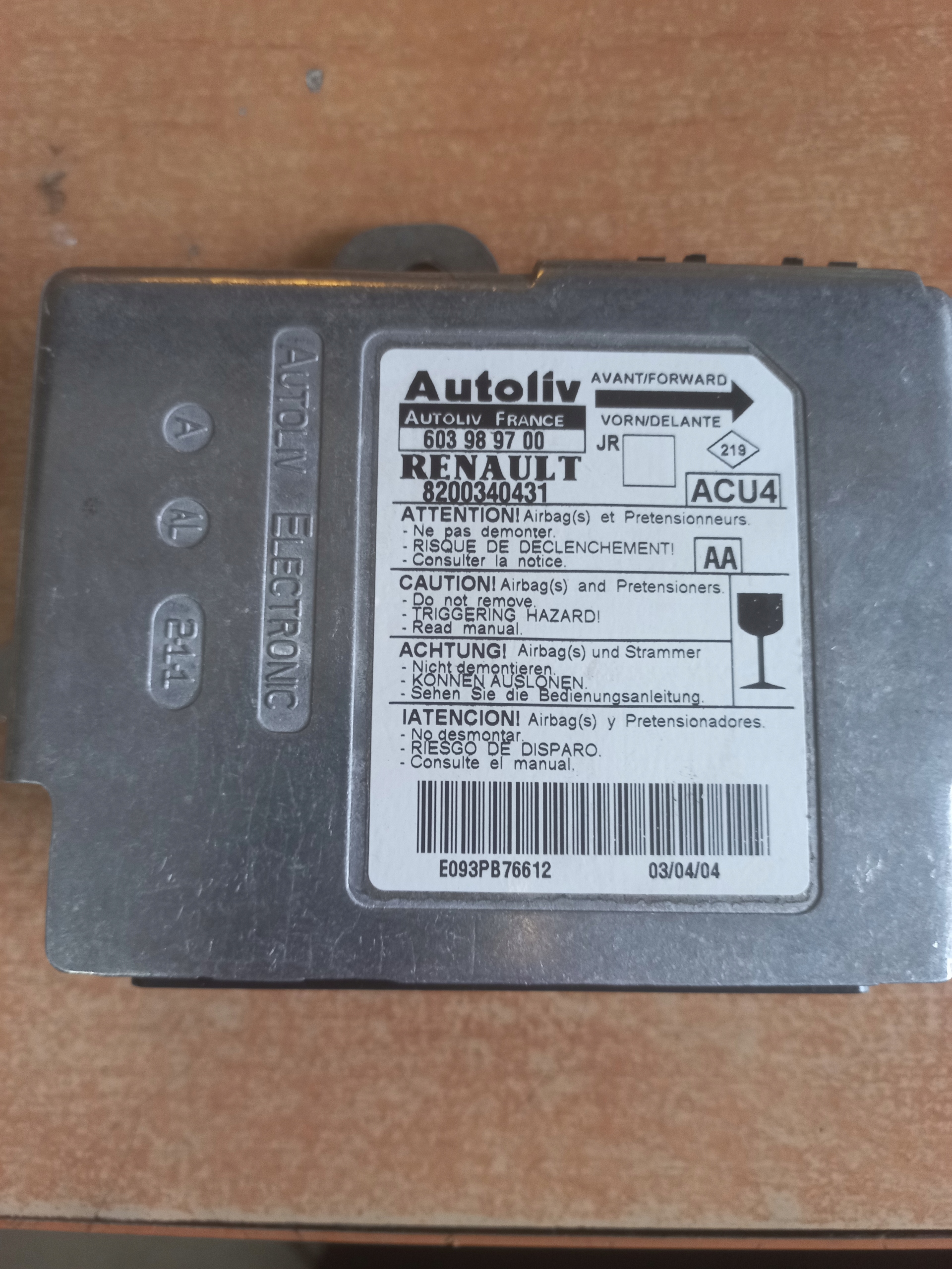 RENAULT SCENIC II MODUŁ AIR BAG 8200340431