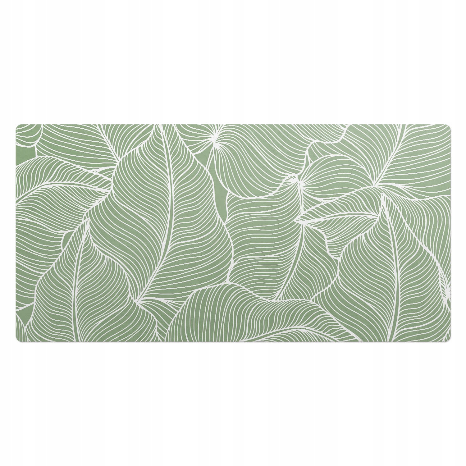 Podložka na psací stůl s grafikou Vzor listů s geometrickými liniemi 100 x 50 cm