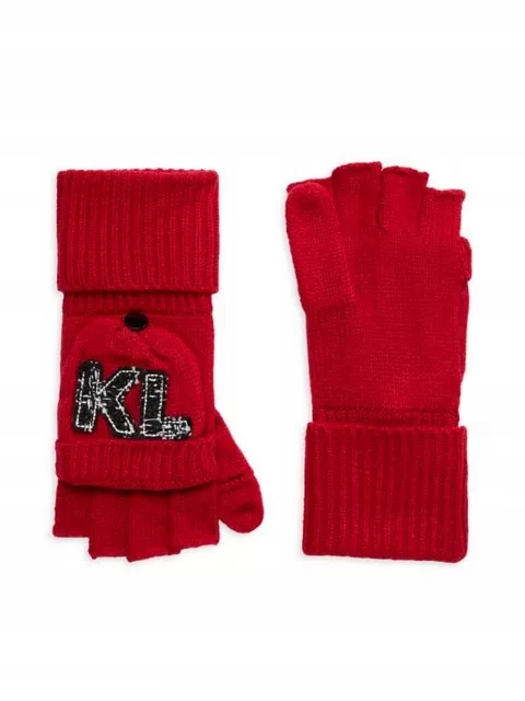 Karl Lagerfeld Paris dámské zimní rukavice Logo Knit Fip červenéuniverzální
