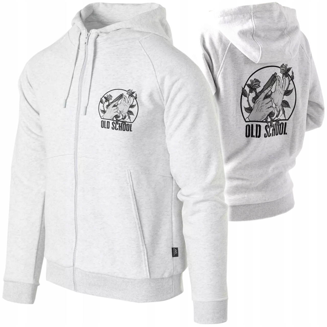 Mikina s kapucí Helikon Old School Fullzip rozepínací Light Grey Melanž L