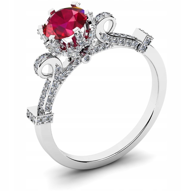 

Pierścionek Białego Złota Z Czerwoną Cyrkonią