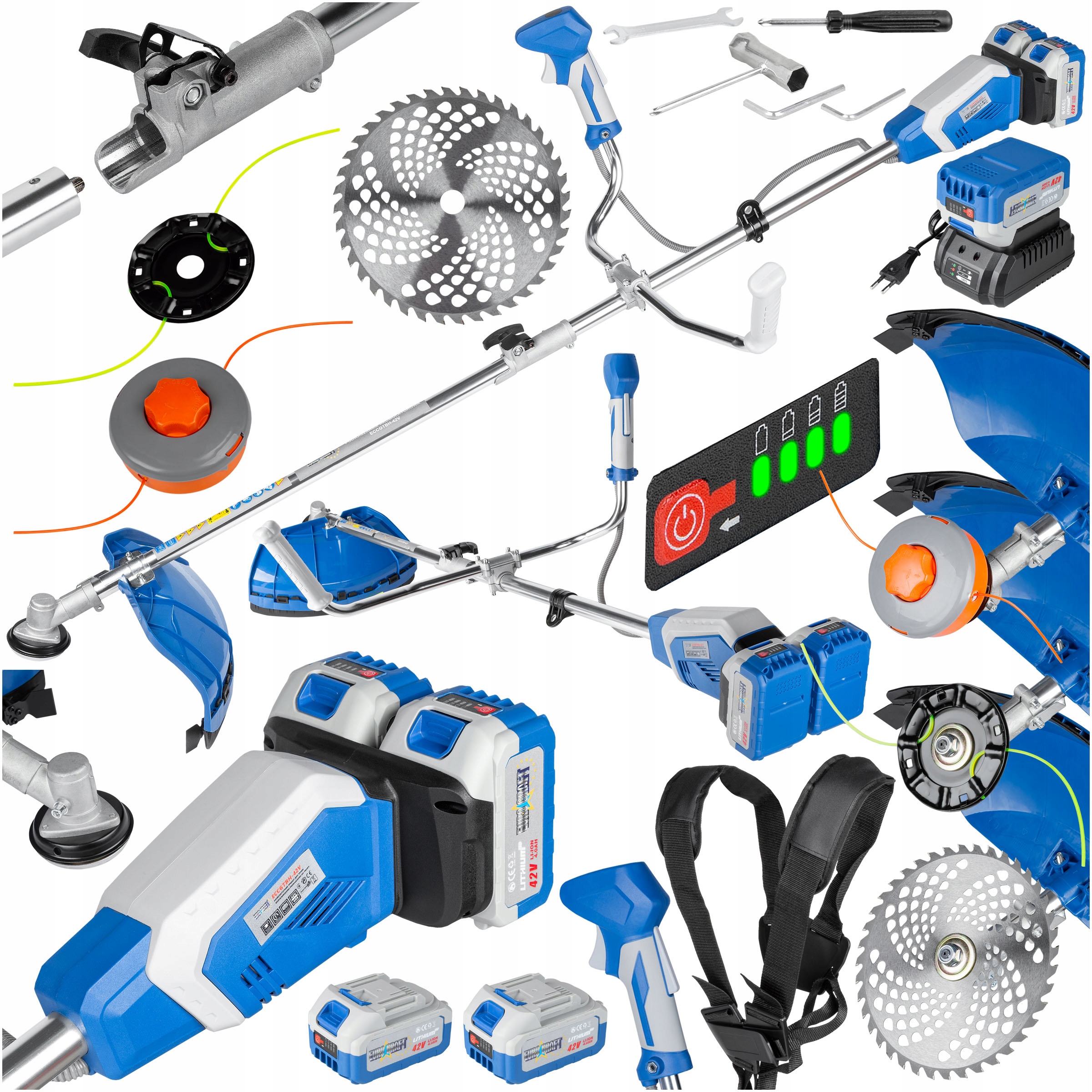 Kosa podkaszarka Akumulatorowa tarcza żyłka szelki 2 Akumulatory Wykaszarka