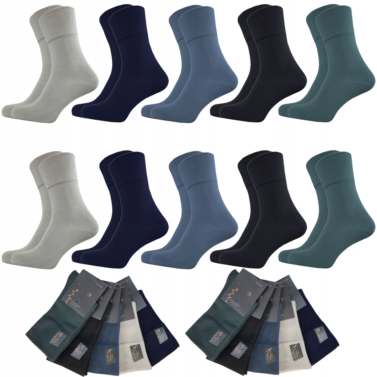 

10x Bezuciskowe Skarpety Męskie Bambusowe Stylowe