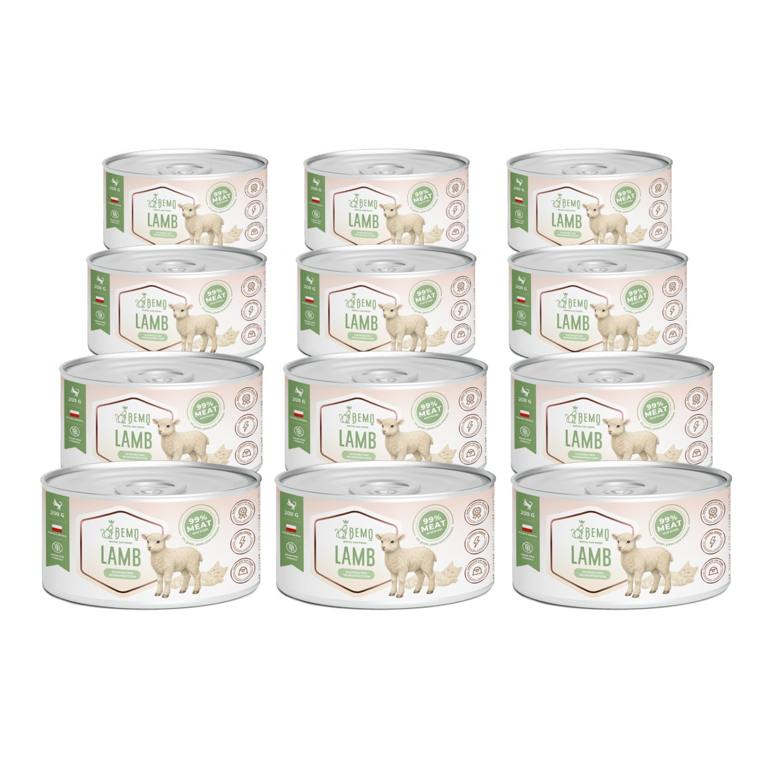 Krmivo mokré pro kočky Bemo Cat Lamb 12x200g Jehněčí monoproteinová konzerva