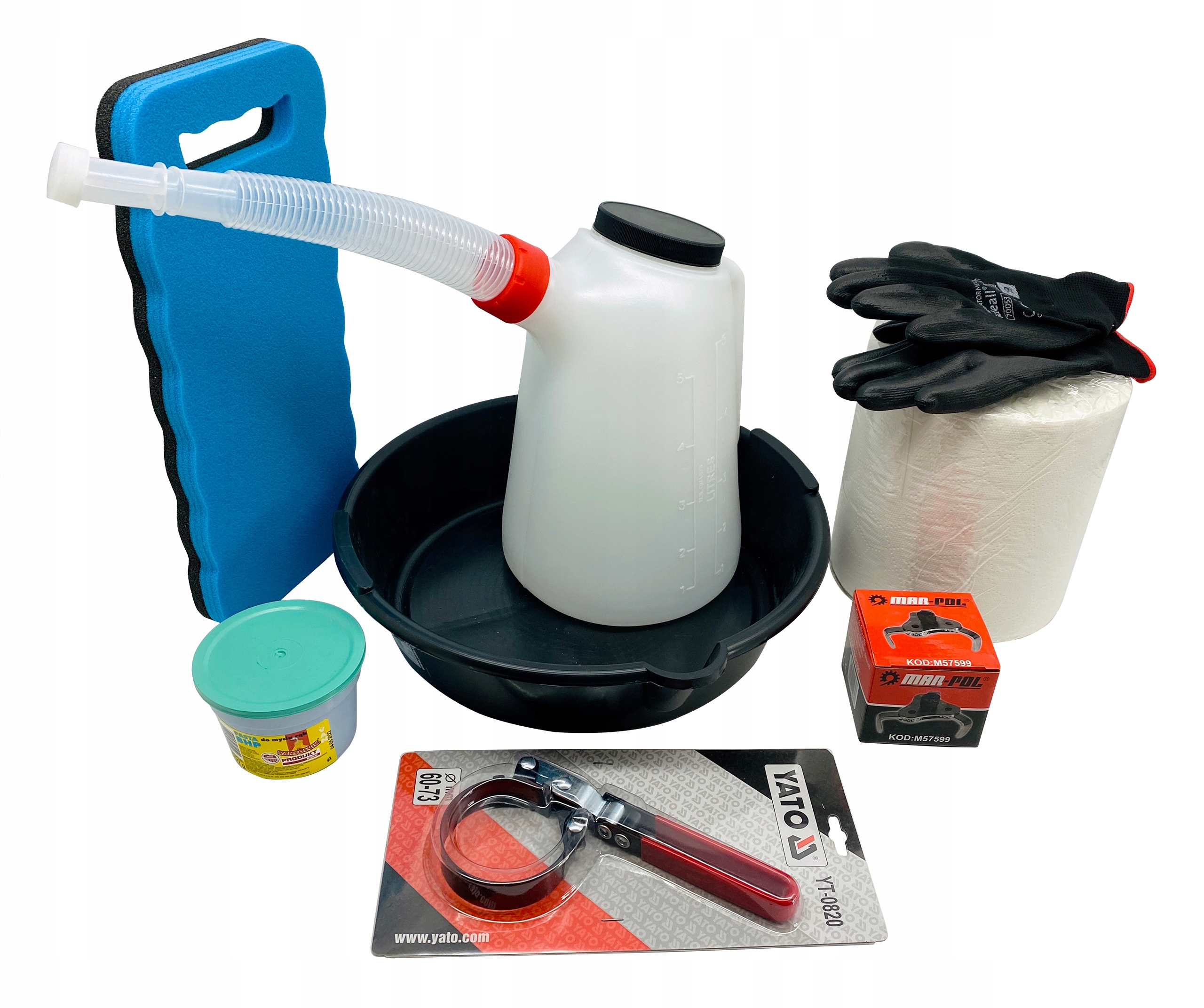 ZESTAW DO WYMIANY OLEJU MISKA KONEWKA KLUCZ FILTRA