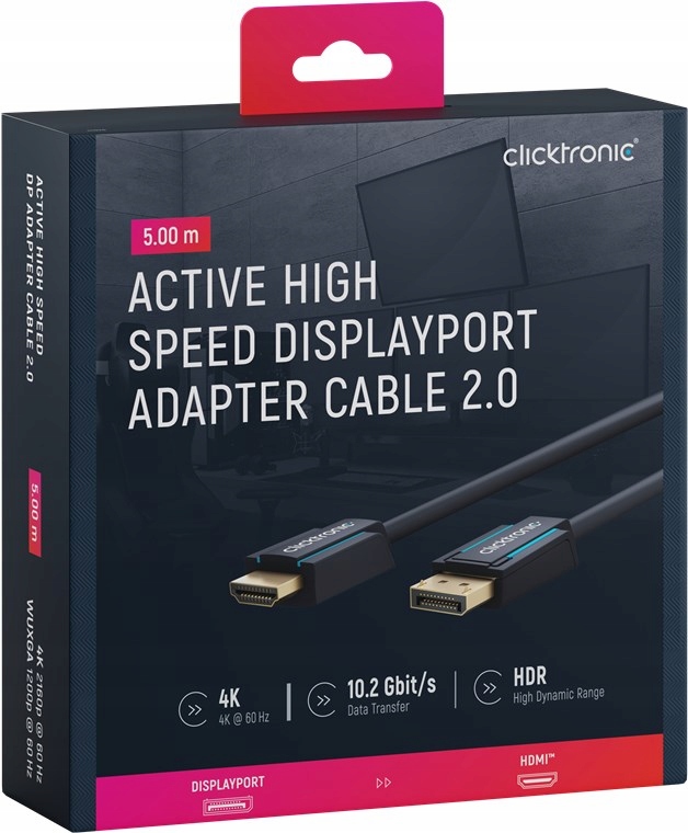 Clicktronic Kabel DisplayPort Dp Hdmi 2.0 5 m