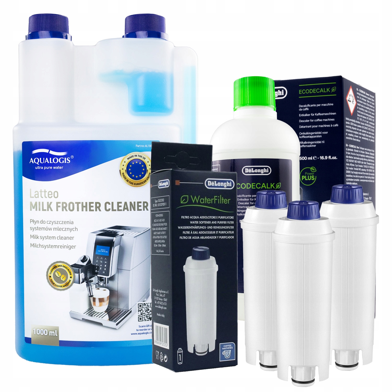 3x Filter pre kávovar Delonghi DLSC002 EcoDecalk 500ml Tekutina 1L