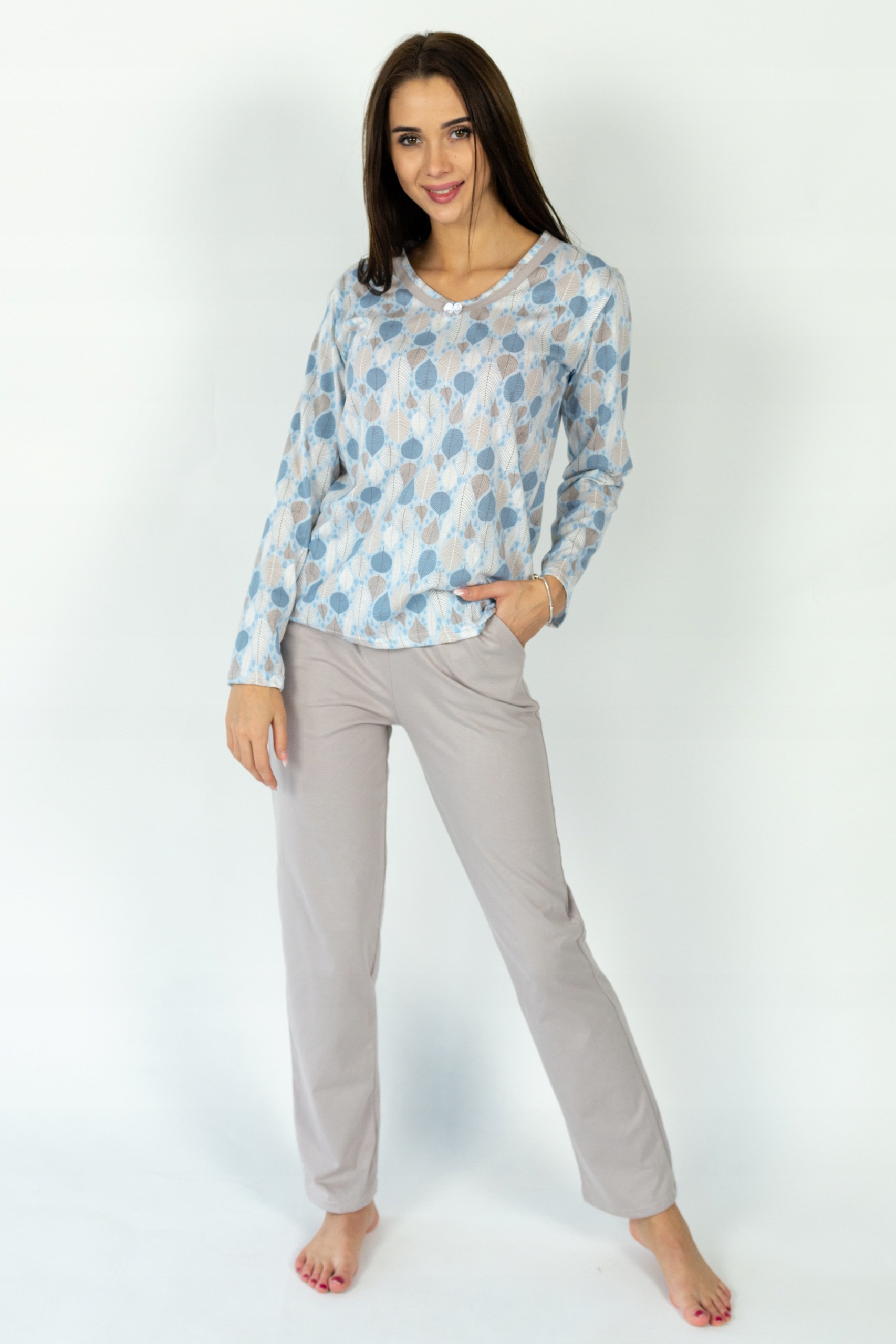 Dámské Pyžamo S Modrými Listy