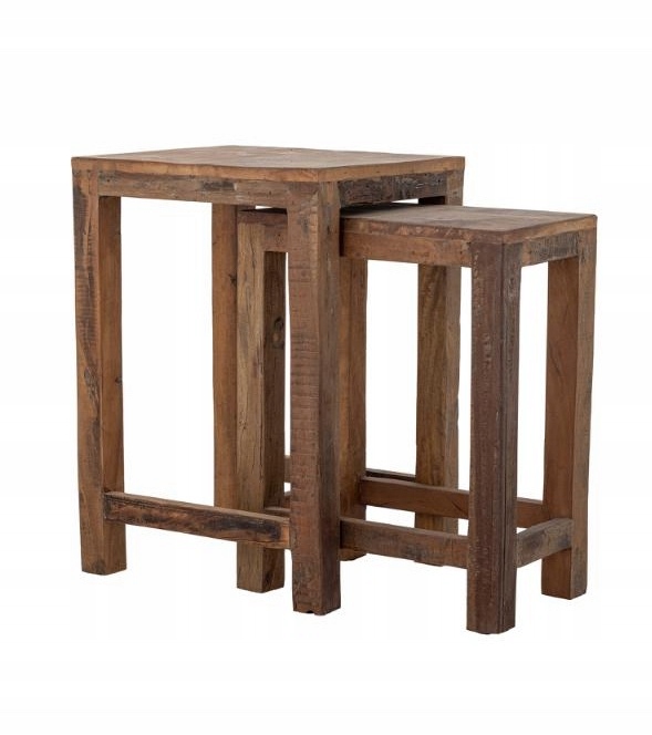 Bloomingville Galen Sada 2 bočných stolíkov z dreva z recyklácie