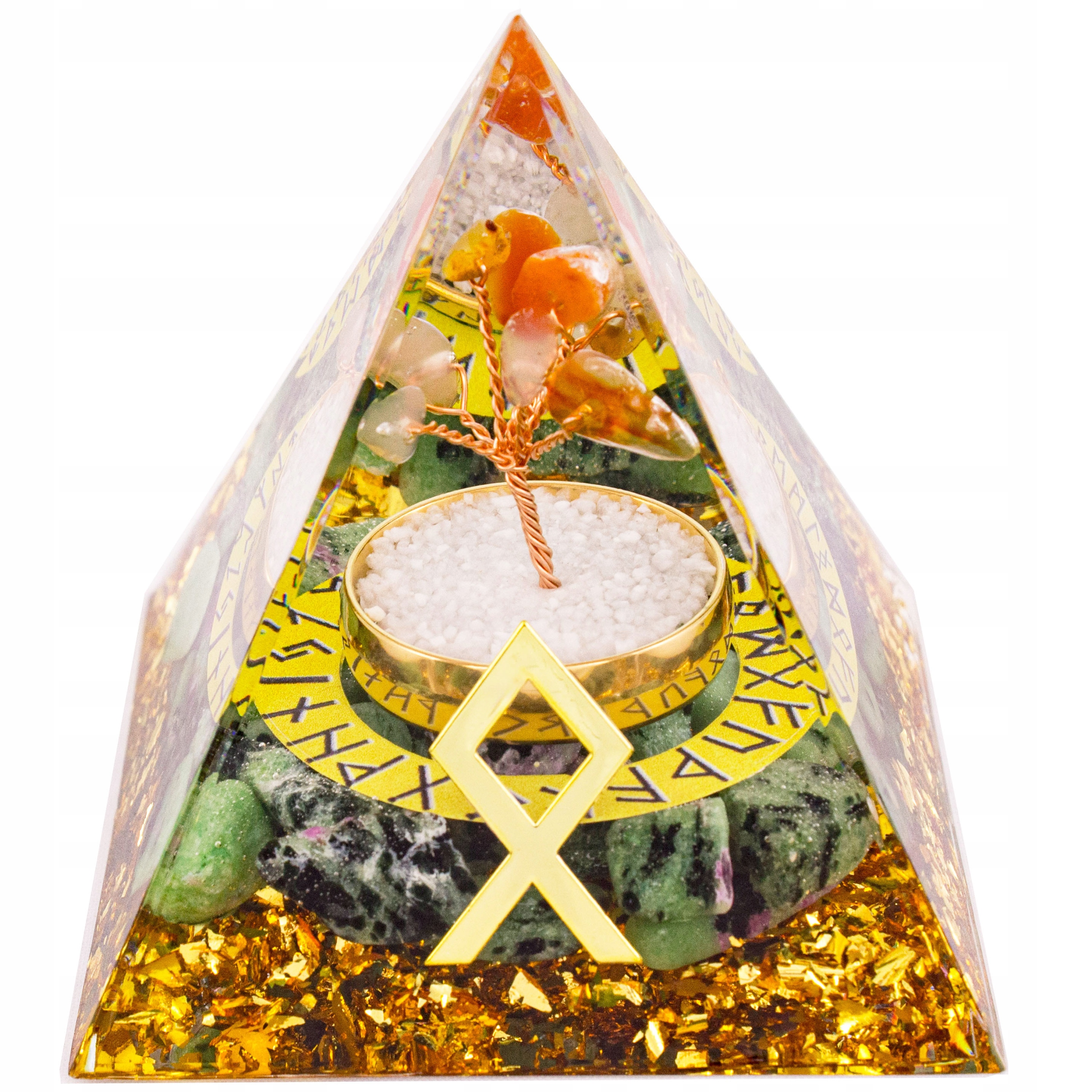 Pyramida Orgonit Severské Runy Othala Epidot Meditace Feng Shui 6 cm