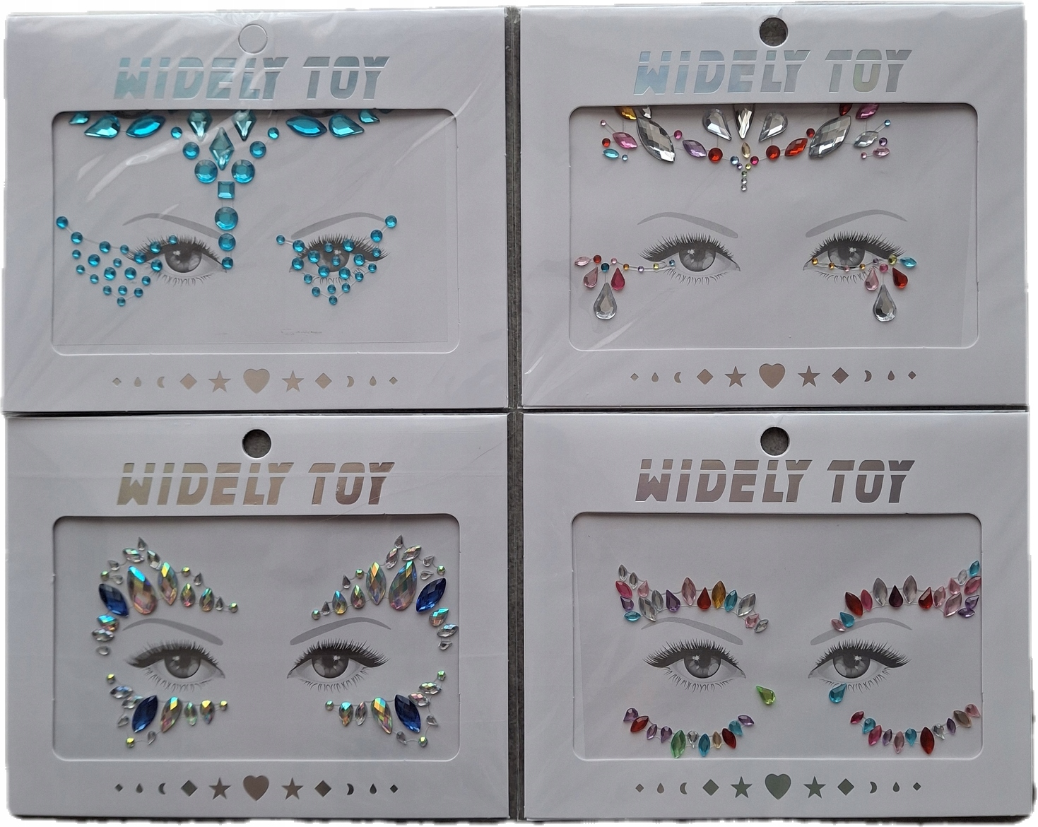 Křišťály na zdobení obličeje Widely Toy samolepky Set 4 ks