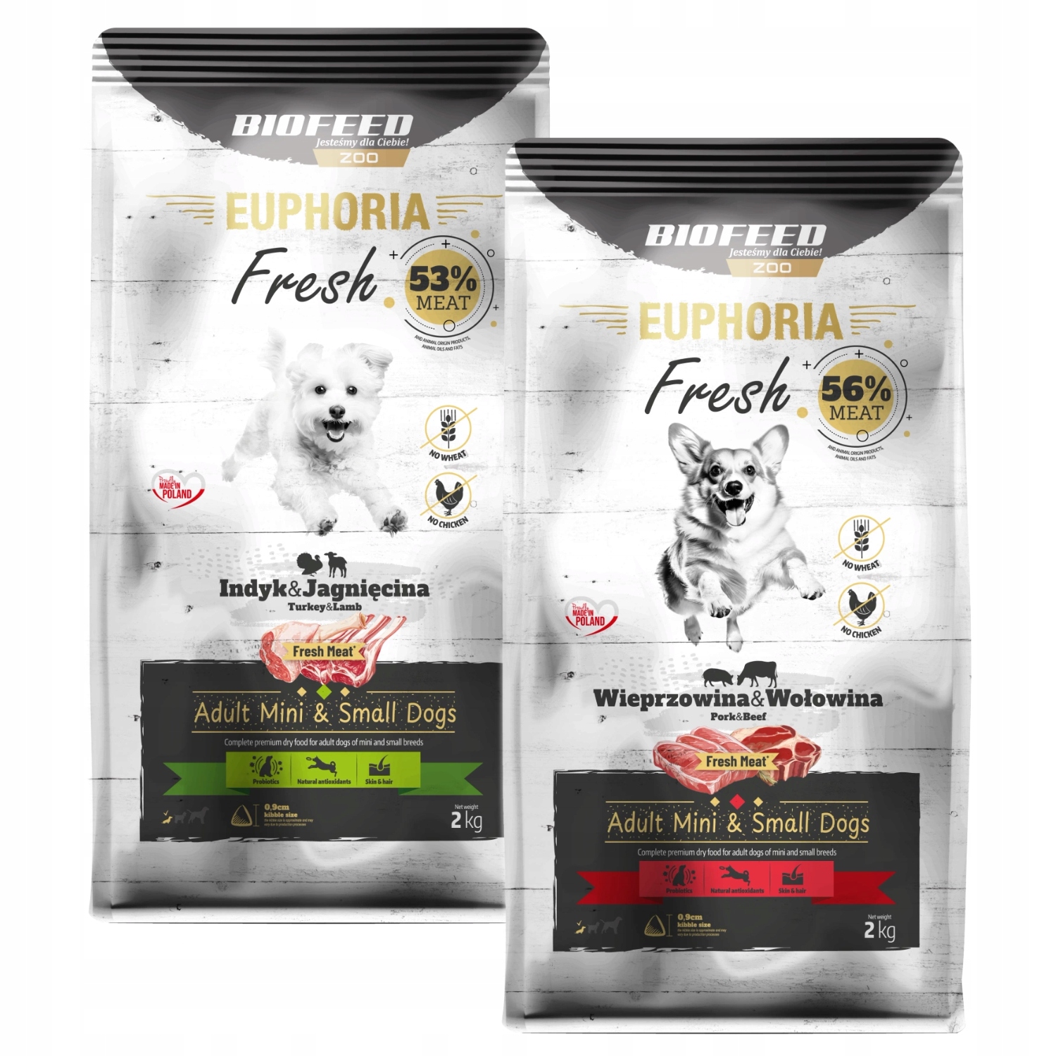 Euphoria Fresh Meat Adult Sada suché krmivo pro psy mini Xs/s 2kg x2