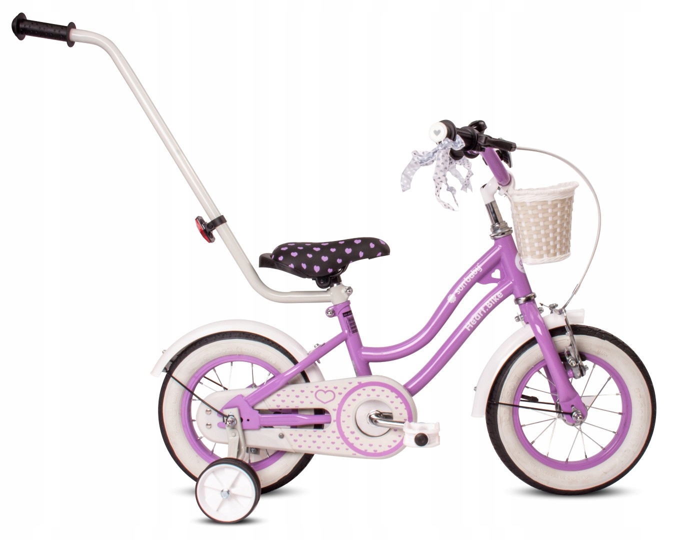 Rowerek dziecięcy Rower dla dziewczynki 12 cali Koszyk Pchacz Kółka boczne