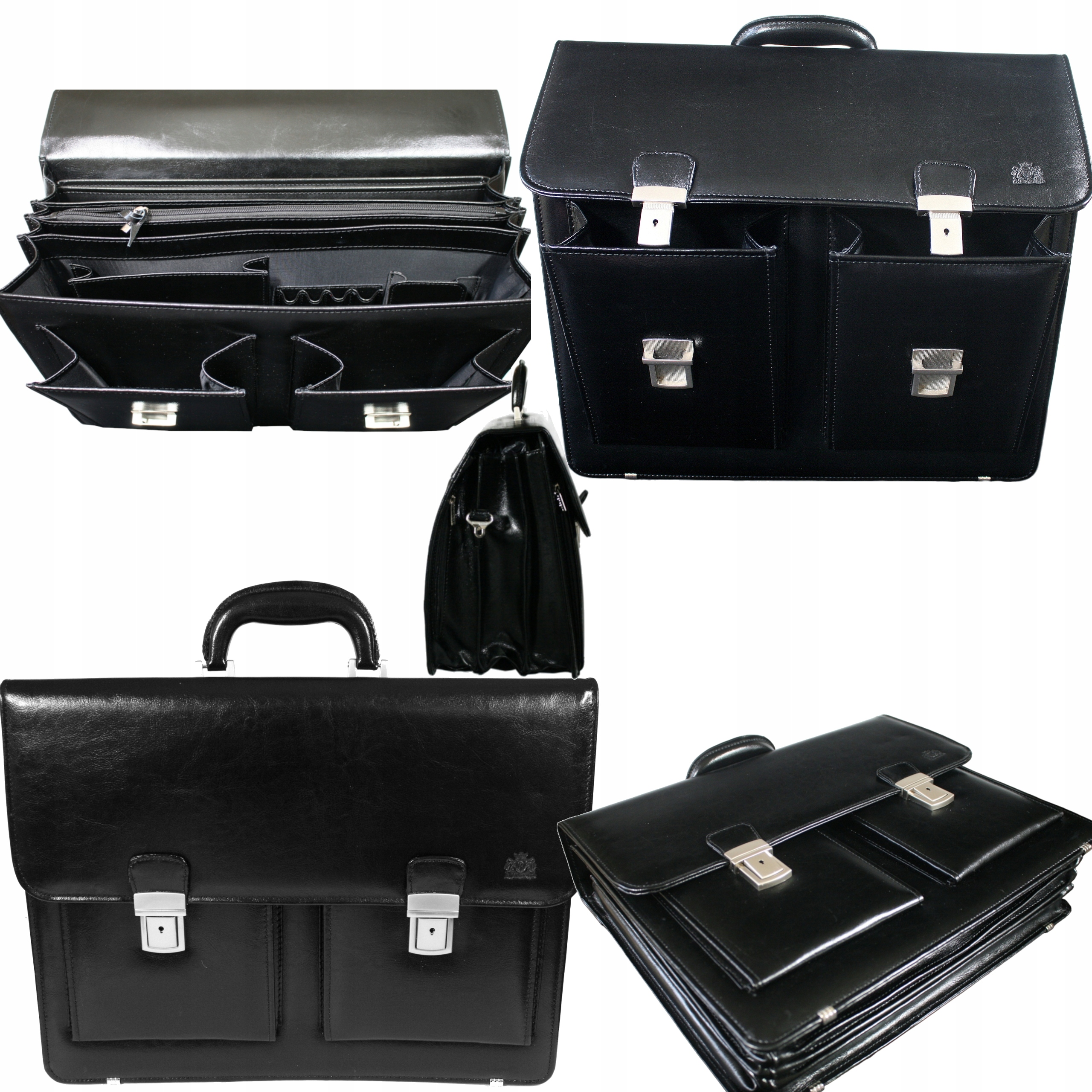 Kožená aktovka na dokumenty s přihrádkou na notebook 17 polská výroba A4