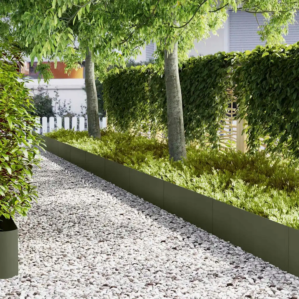 vidaXL Okraj trávníku 20 pcs Olivově zelená 100 x 0,05 x 30 cm