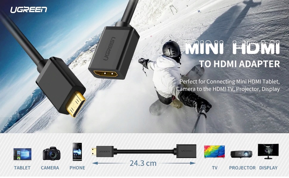 Adapter UGREEN Mini HDMI - HDMI 4K 3D HD 22cm Marka Ugreen