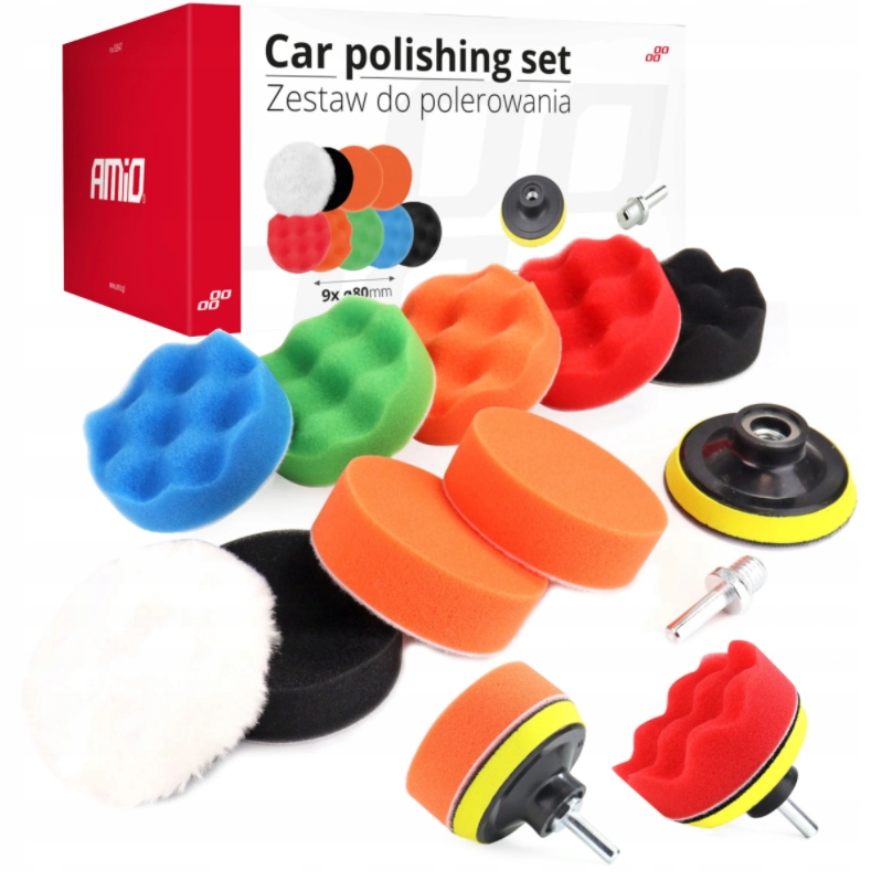 Zestaw gąbek detailingowych do polerowania dysk 80 mm adapter M14 Amio