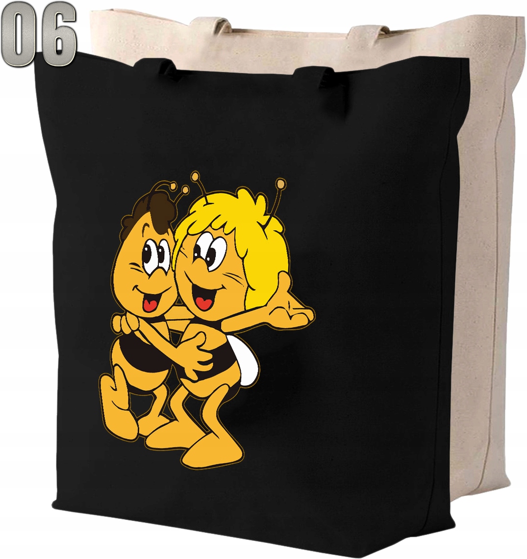 Torba bawełniana PSZCZÓŁKA MAJA + IMIĘ Wysokość 42 cm