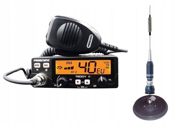 RADIO CB PRESIDENT TEDDY II ASC + ANTENA MAGNETYCZNA SIRIO TURBO 800 MAG