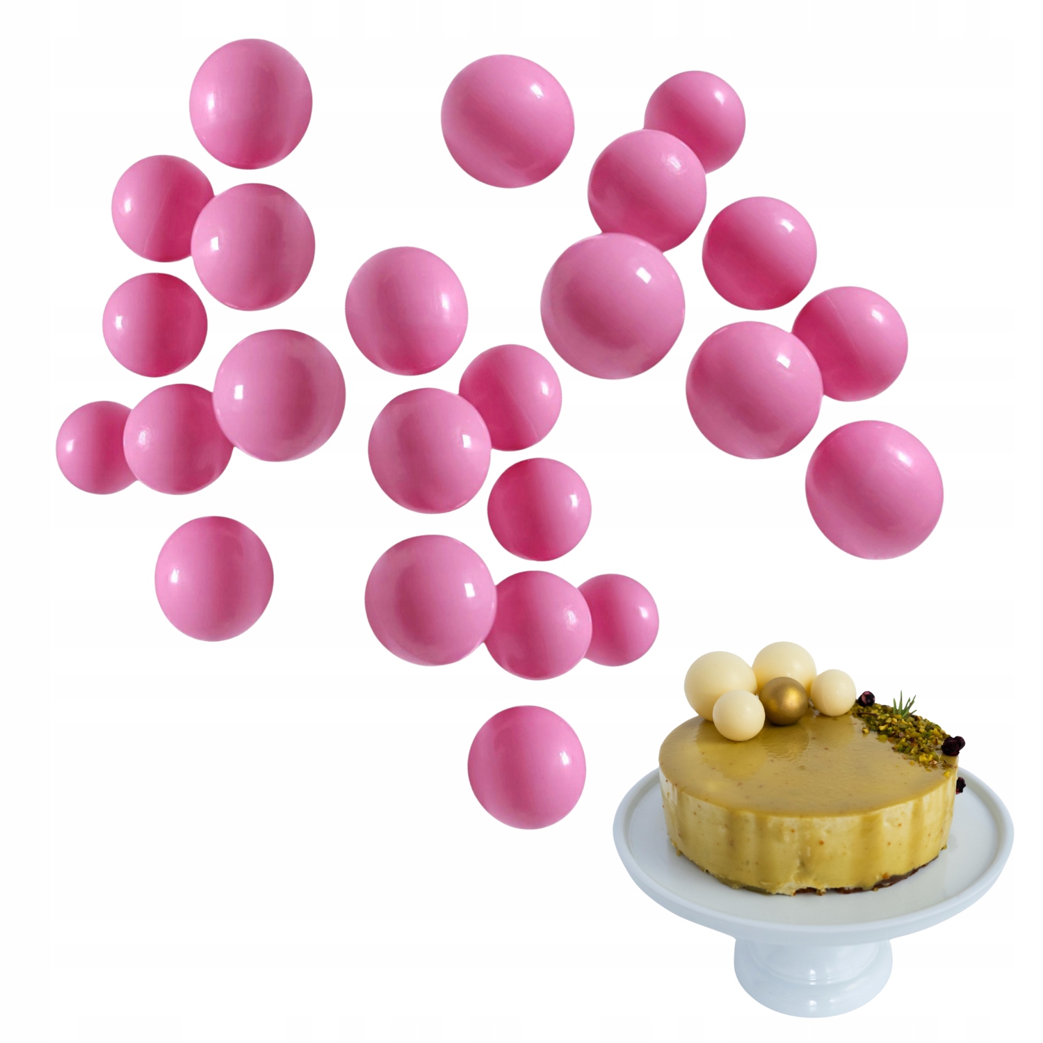 Mini Kule Czekoladowe Różowe 60 Szt 3 CM Dekoracje Na Tort