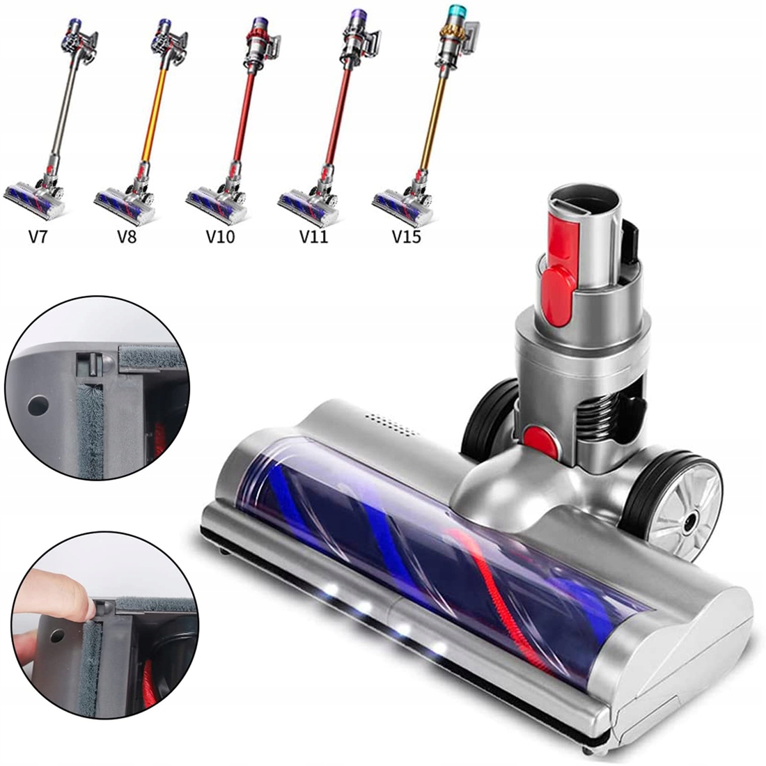 SZCZOTKA KOMPATYBILNA Z DYSON V7 V8 V10 V11 V15 SZCZOTEK Z 4 DIODAMI LED