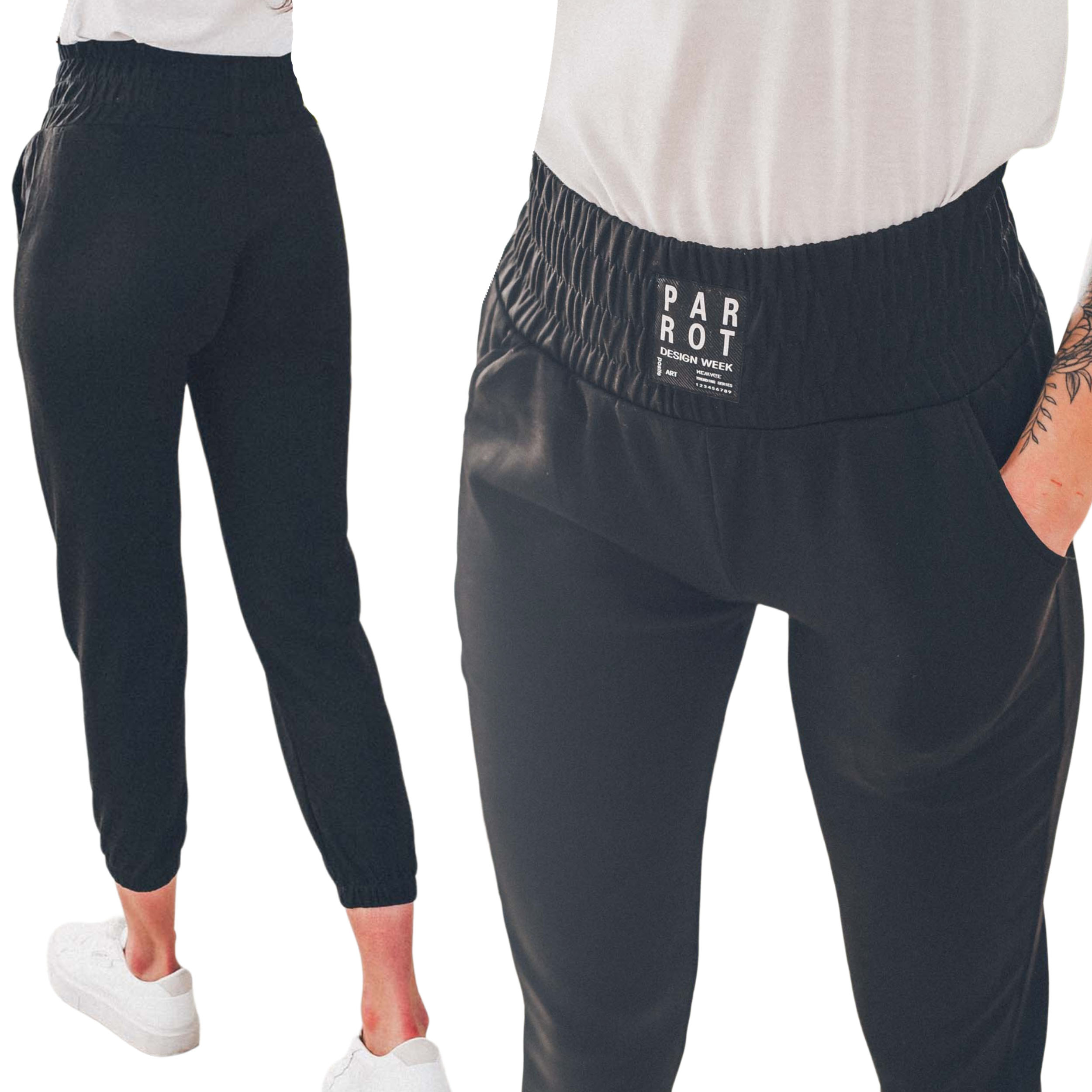 Dámské černé sportovní jogger kalhoty se stahovací gumou v pase S/m