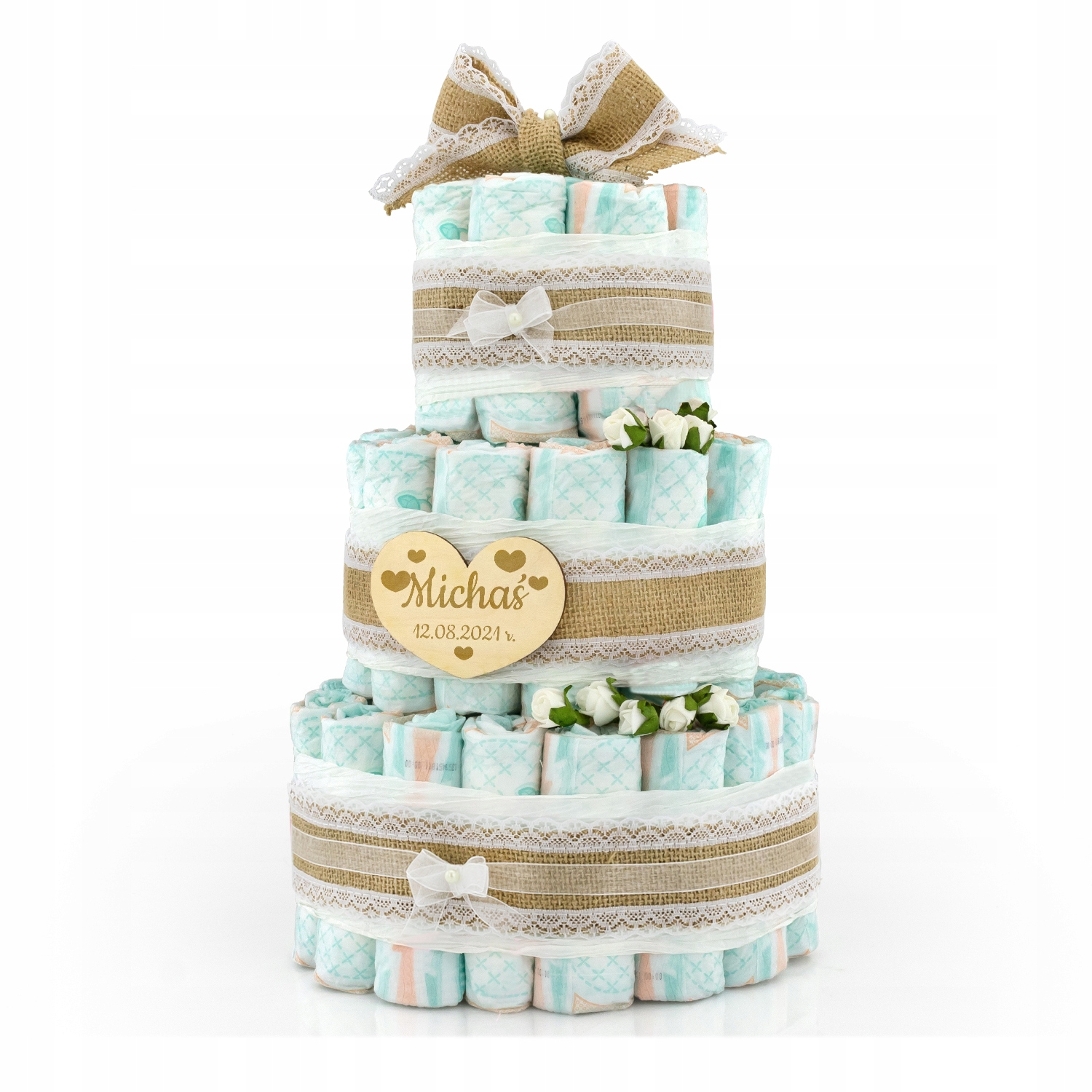 Tort z Pampersów na Chrzest baby shower