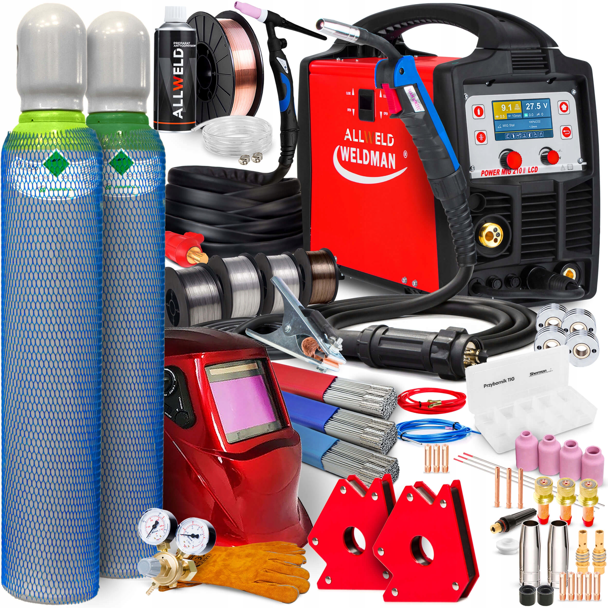 Poloautomatický Svařovací Stroj Weldman Power Mig 210 LCD Igbt Mag Mma Tig 200A 3V1