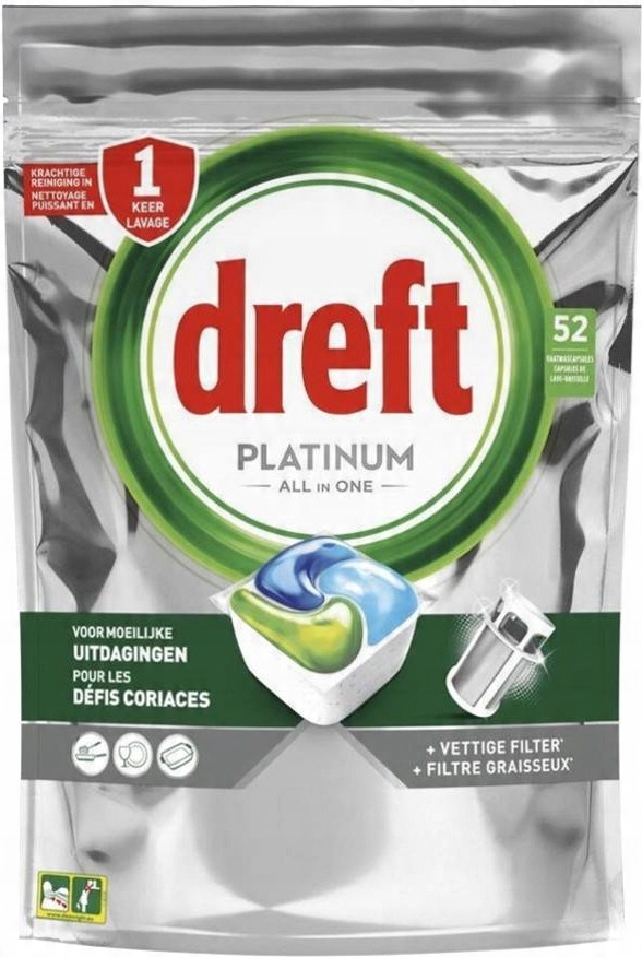 

Dreft Platinum Kapsułki do Zmywarki All in One 52s