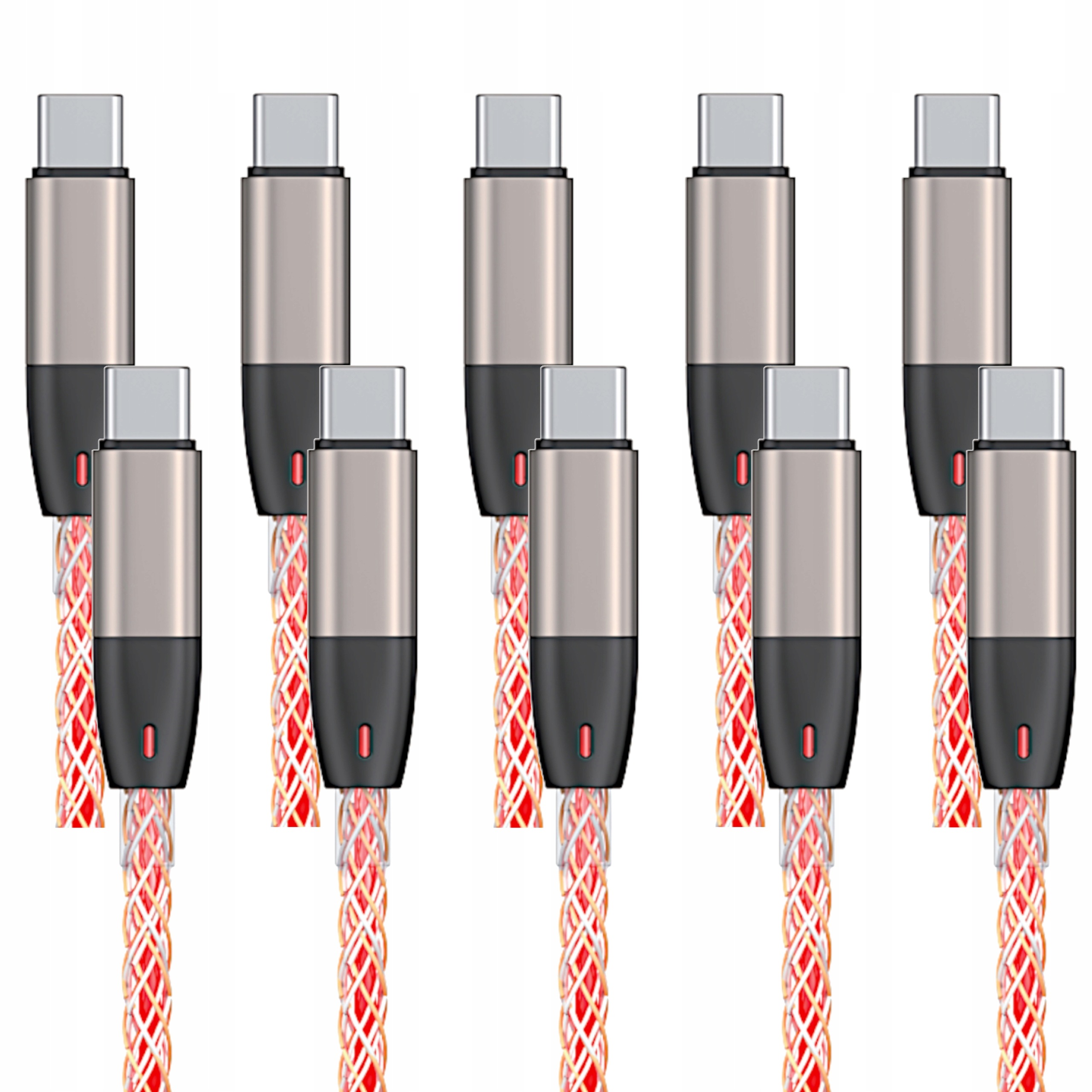 5x Usb-c kabel x2 svítí Rgb nabíjením dat Qc Rychlý 60W Encore Energy