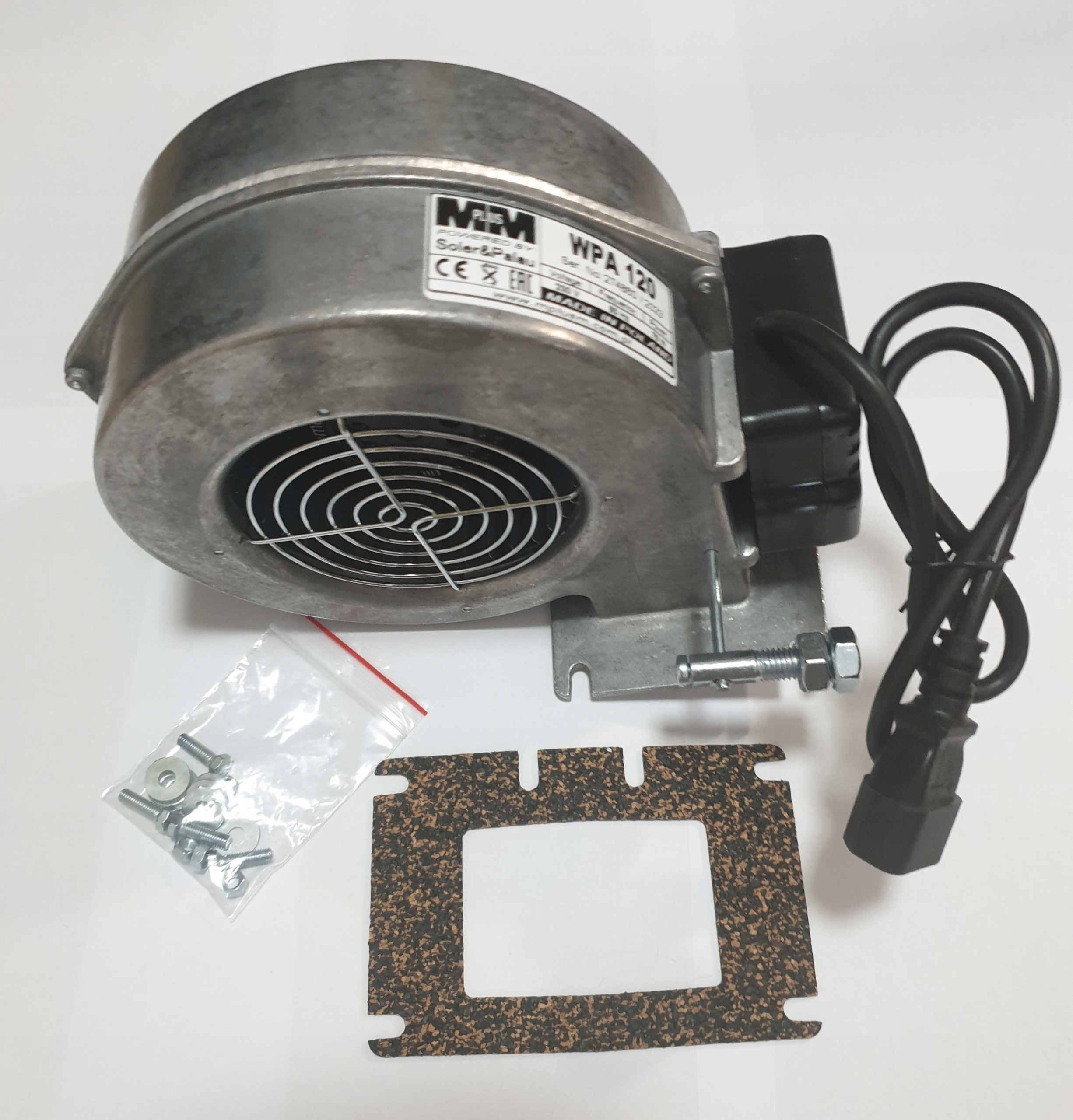 Ventilátor kotla C.o. Wpa 120 K, klapka, zástrčka, Ús