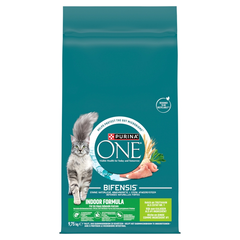 Purina One Indoor Formula Krůta a Krmivo pro dospělé kočky 9,75 kg
