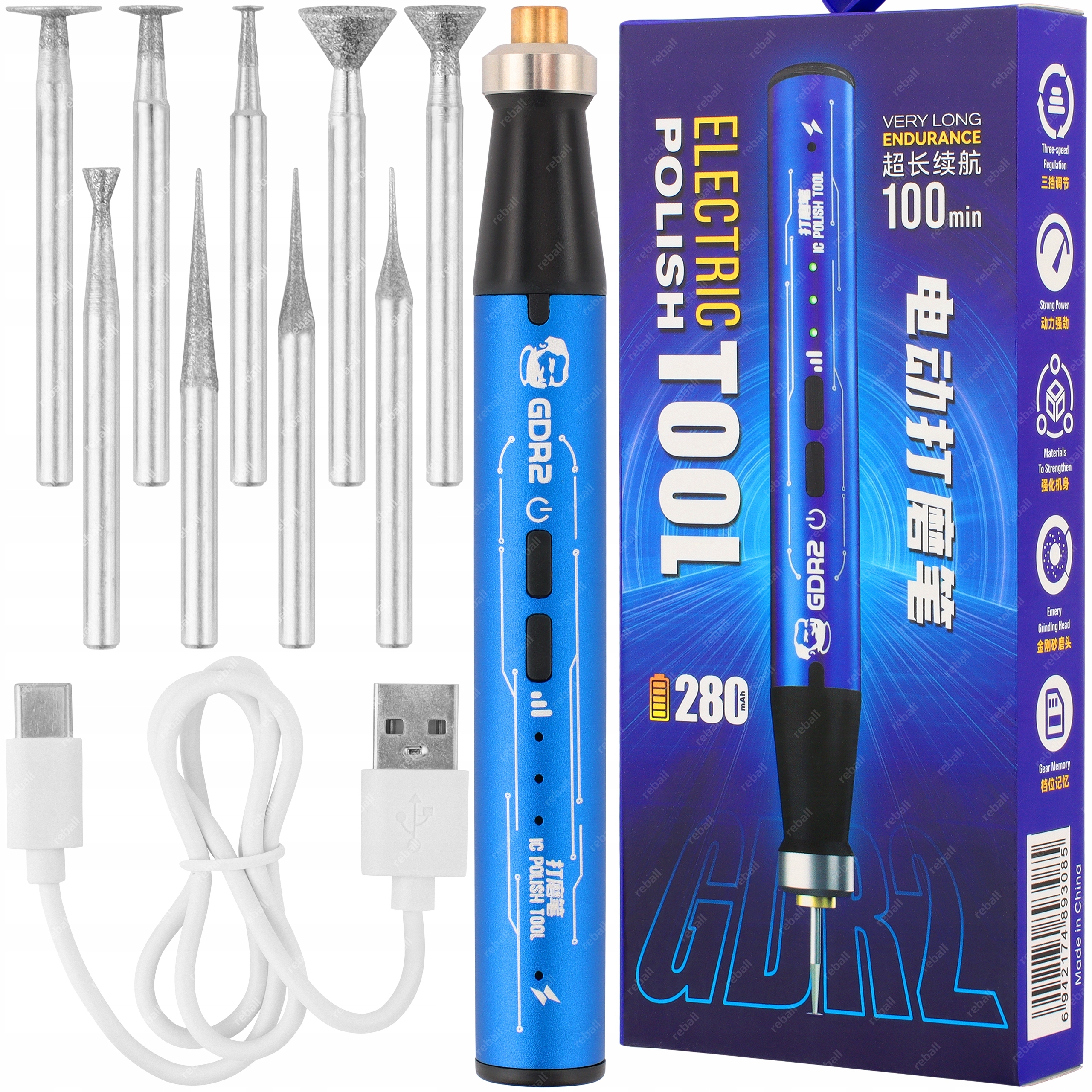 Mini Akumulátorová Bruska Výkonná Malá Propisovací Leštička Mechanic GDR2