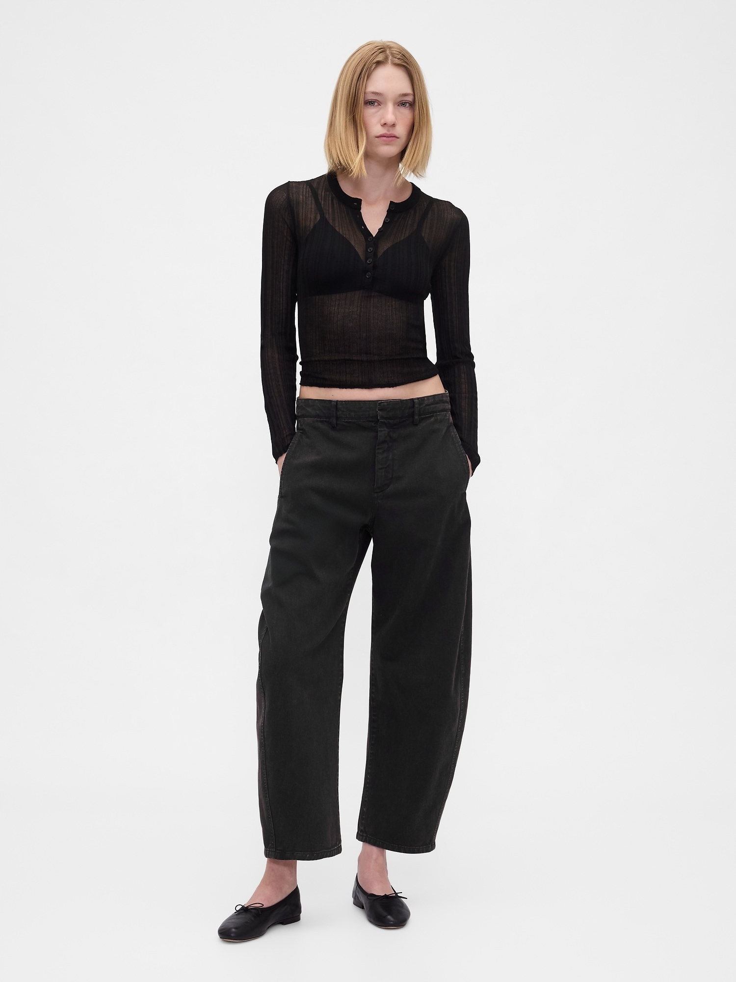 Gap Kalhoty Mid Rise Twill Barrel
