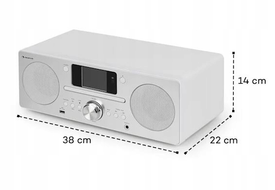 HARVARD WIEŻA SYSTEM KOMPAKTOWY RADIO INTERNETOWE DAB+ FM CD BLUETOOTH USB Szerokość produktu 38 cm