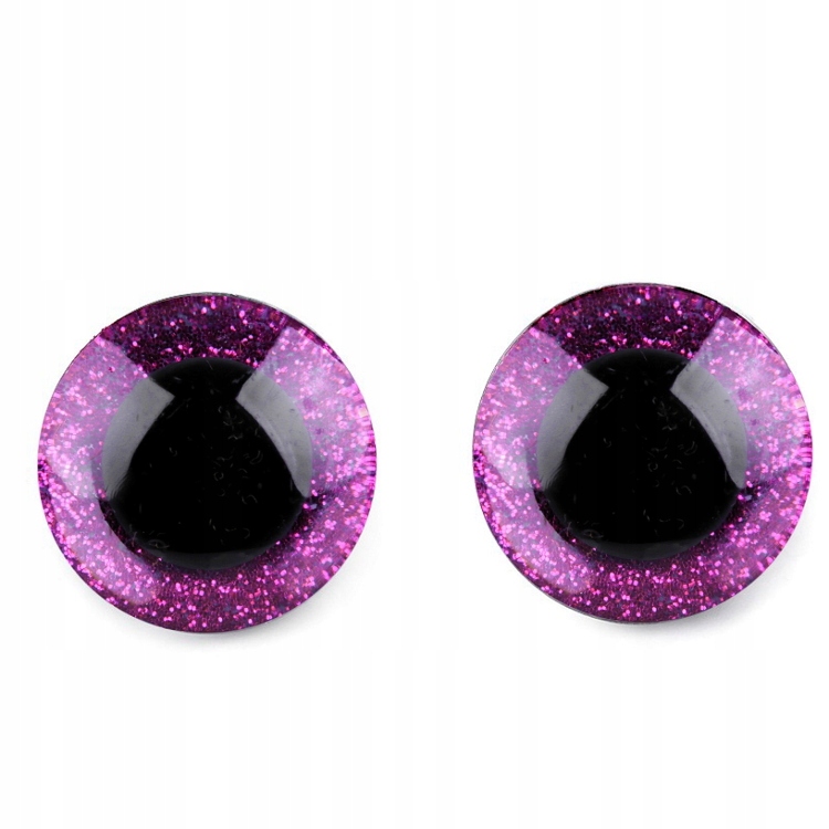 OCZY DO MASKOTEK BROKATOWE RÓŻOWO-FIOLETOWE 25 mm