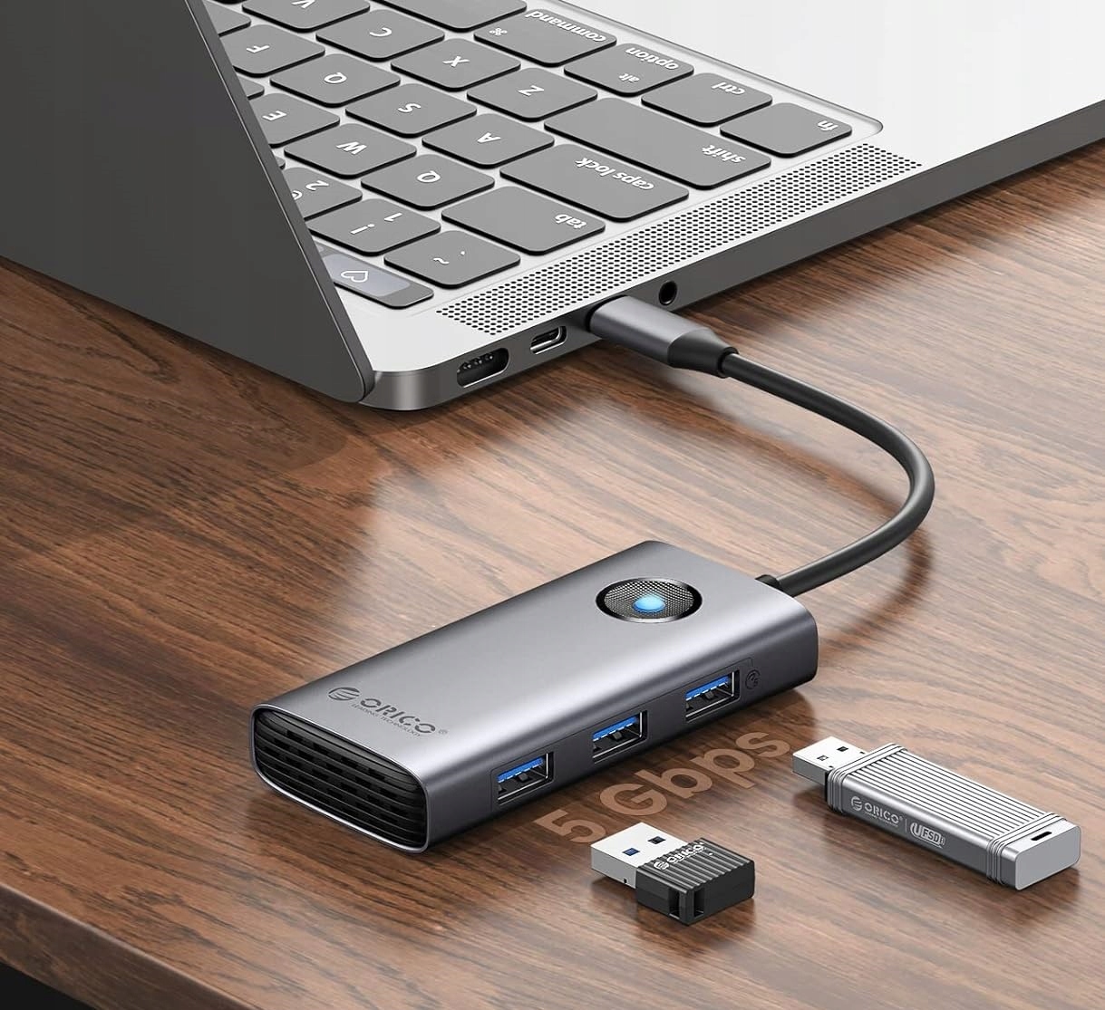 6-w-1 B szary ORICO USB 3.0 Hub Splitter typ C sta Stan opakowania zastępcze