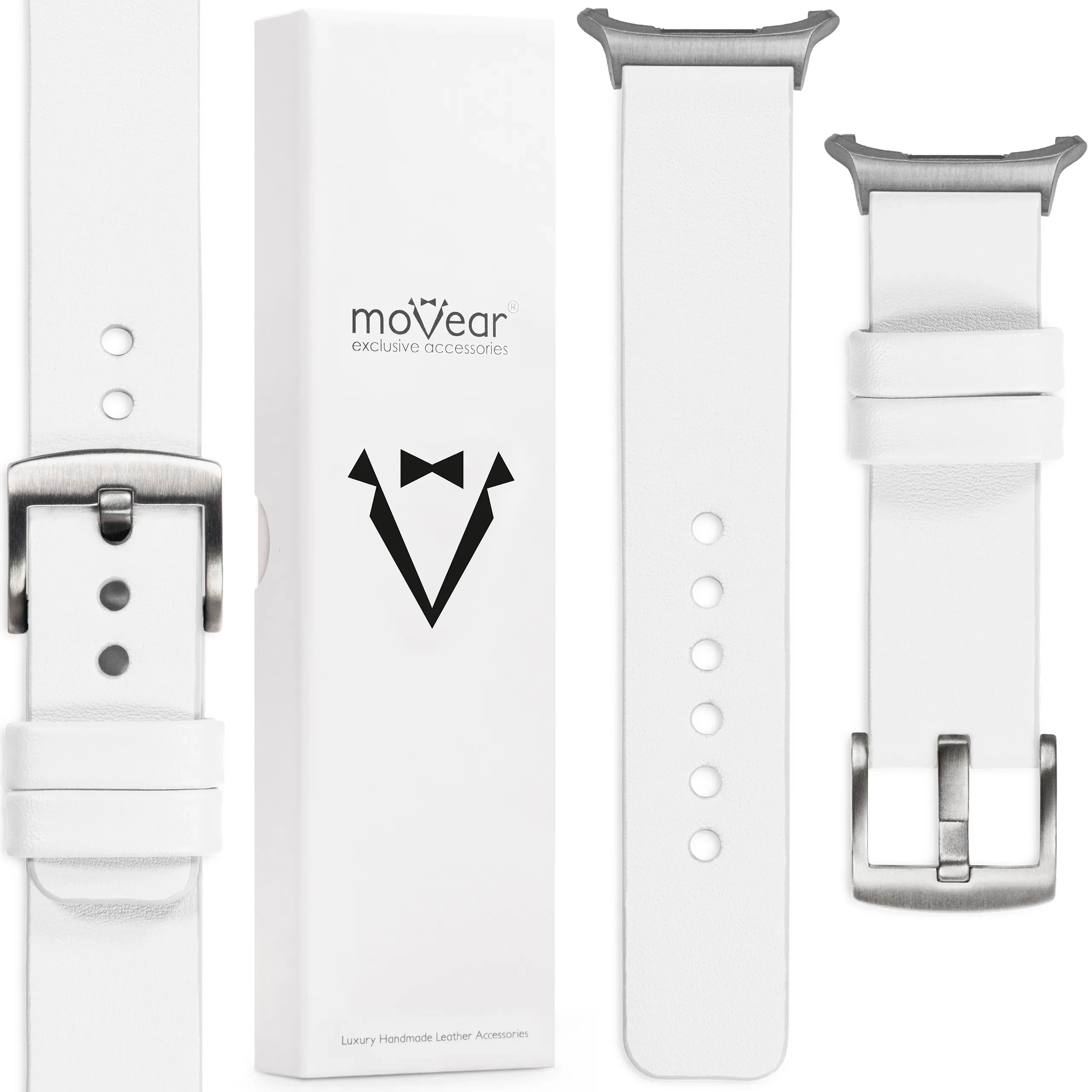 Pásek pro Samsung Galaxy Watch Ultra kožený 22 mm Bílý elegantní Movear