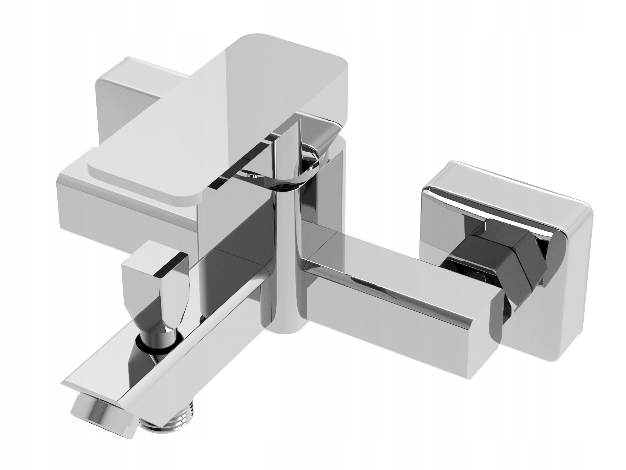 Kúpeľňová Vaňová Batéria Štvorcová Kohútiková Strieborná Caro Chróm