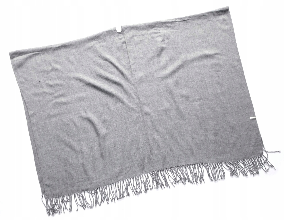 PIECES SZARE PONCHO KOS NARZUTKA FRĘDZLE OBSZERNE