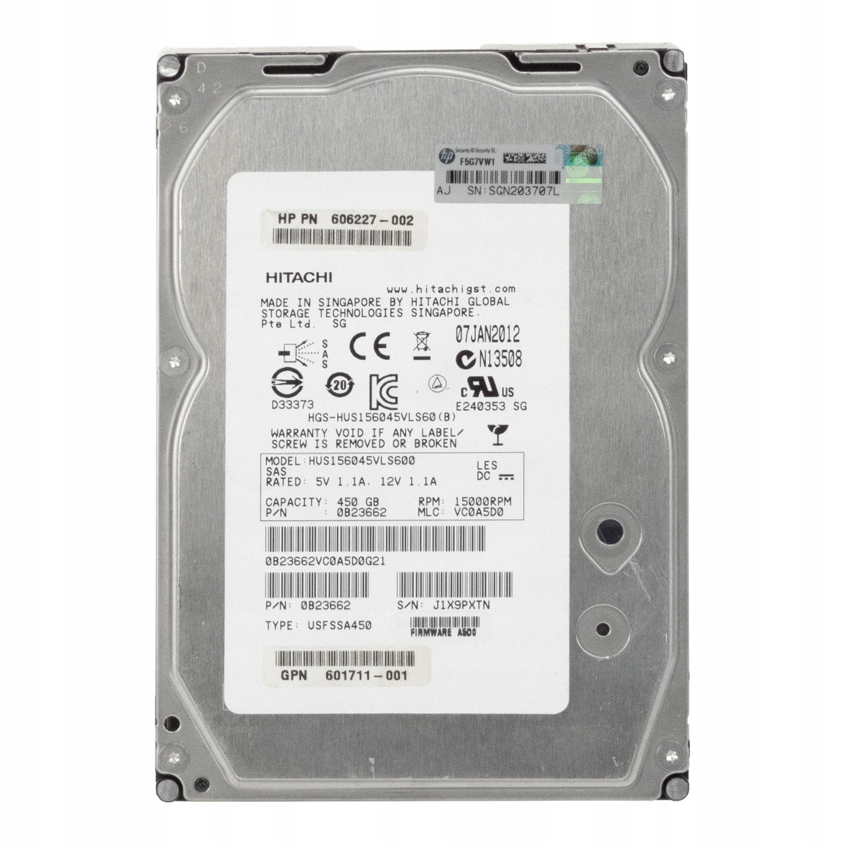 Hp 606227-002 450GB 15K 64MB SAS-2 3.5'' HUS156045VLS600