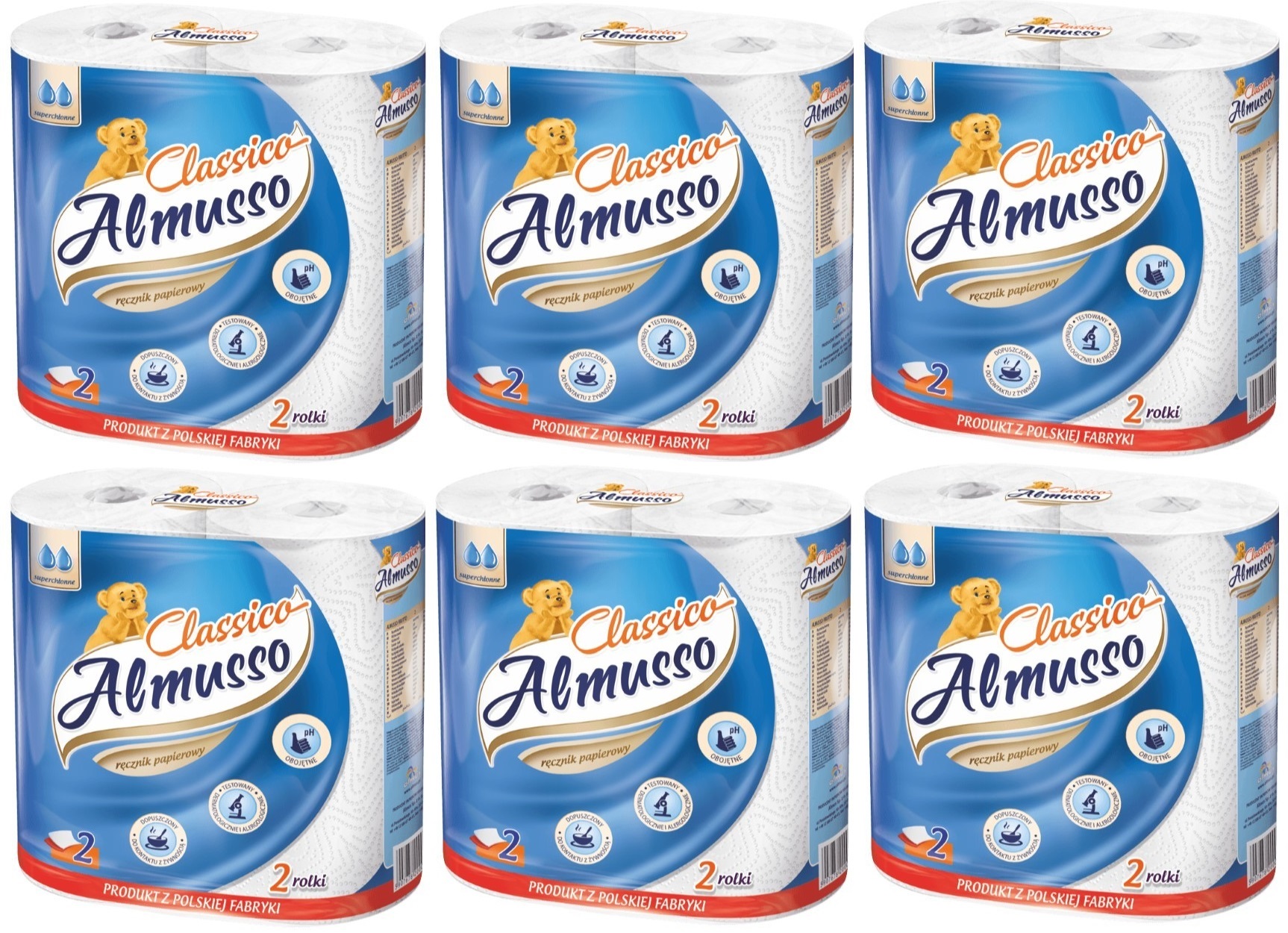 Zestaw 6x Almusso Classico Ręczniki Papierowe 2 Rolki