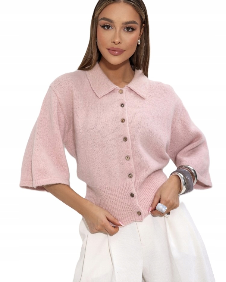 Cocomore Yarn Kardiganový svetr Alpaka Suri růžový 36/S New