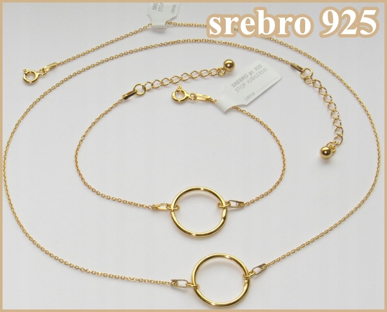 

Złoty naszyjnik i bransoletka Kółko Celebrytka