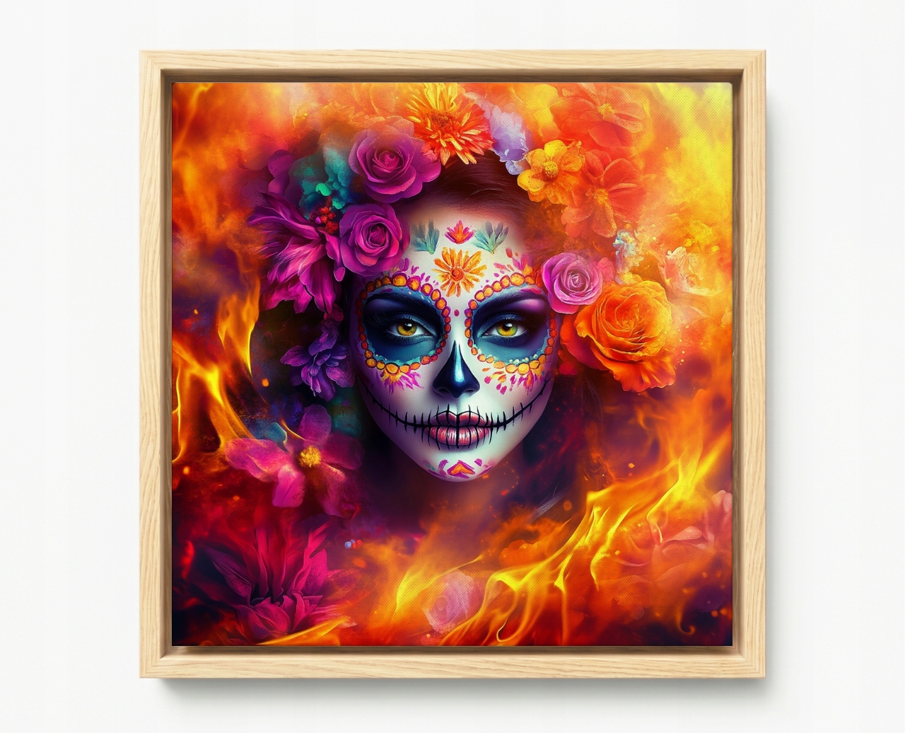 Obraz Rám Americká Krabička Portrét Mexiko Svátek Mrtvých Catrina Barva 50x50