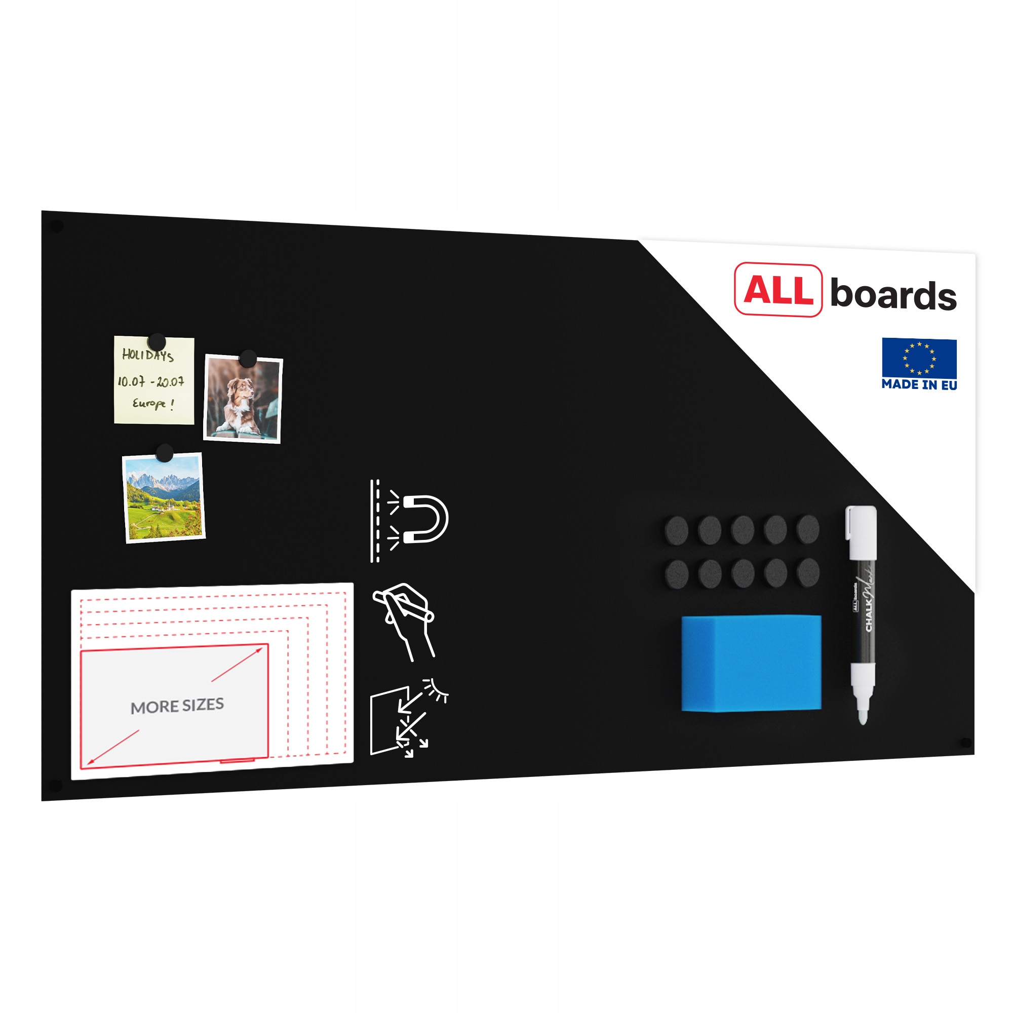 Tablica magnetyczna bezramowa kredowa panel magnetyczny 120x60 cm Gratisy