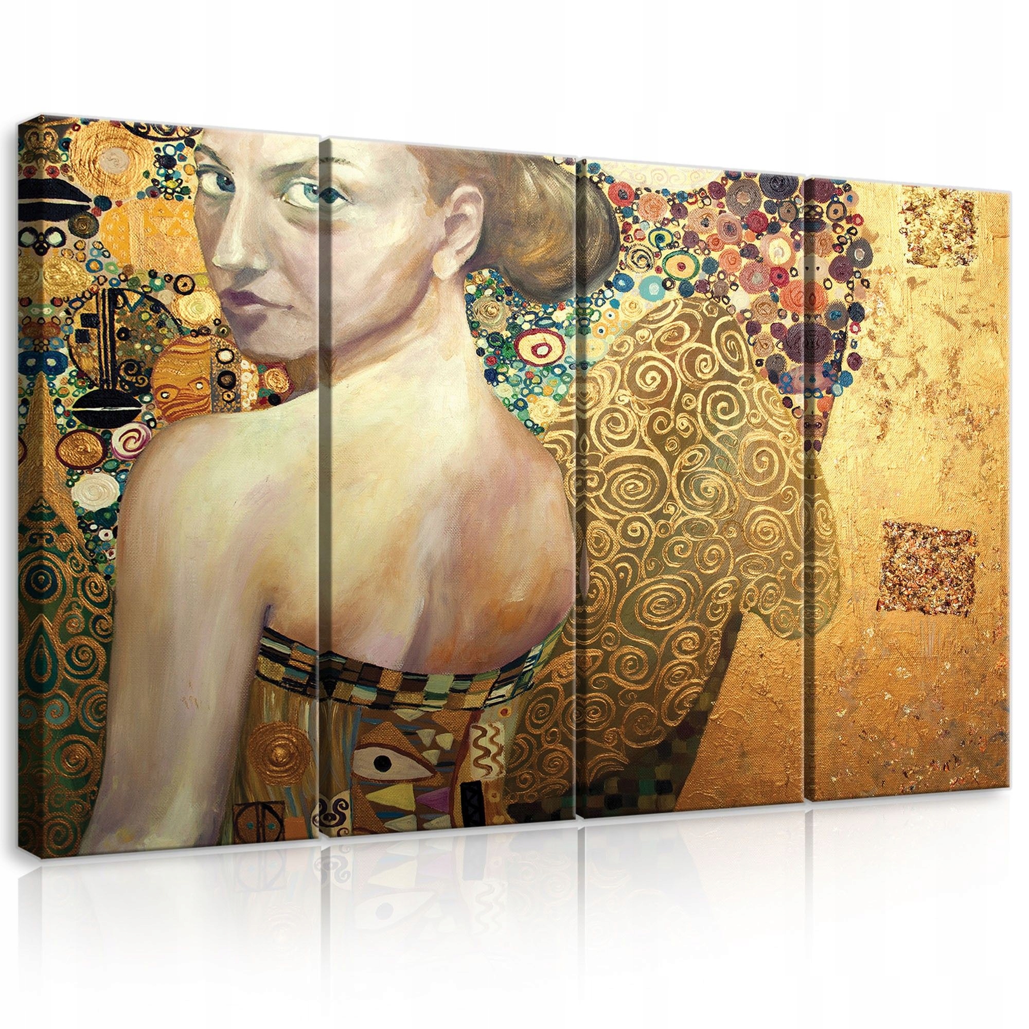Obraz 120x80 modulárny portrét ženy zlatý ornament Klimt moderný